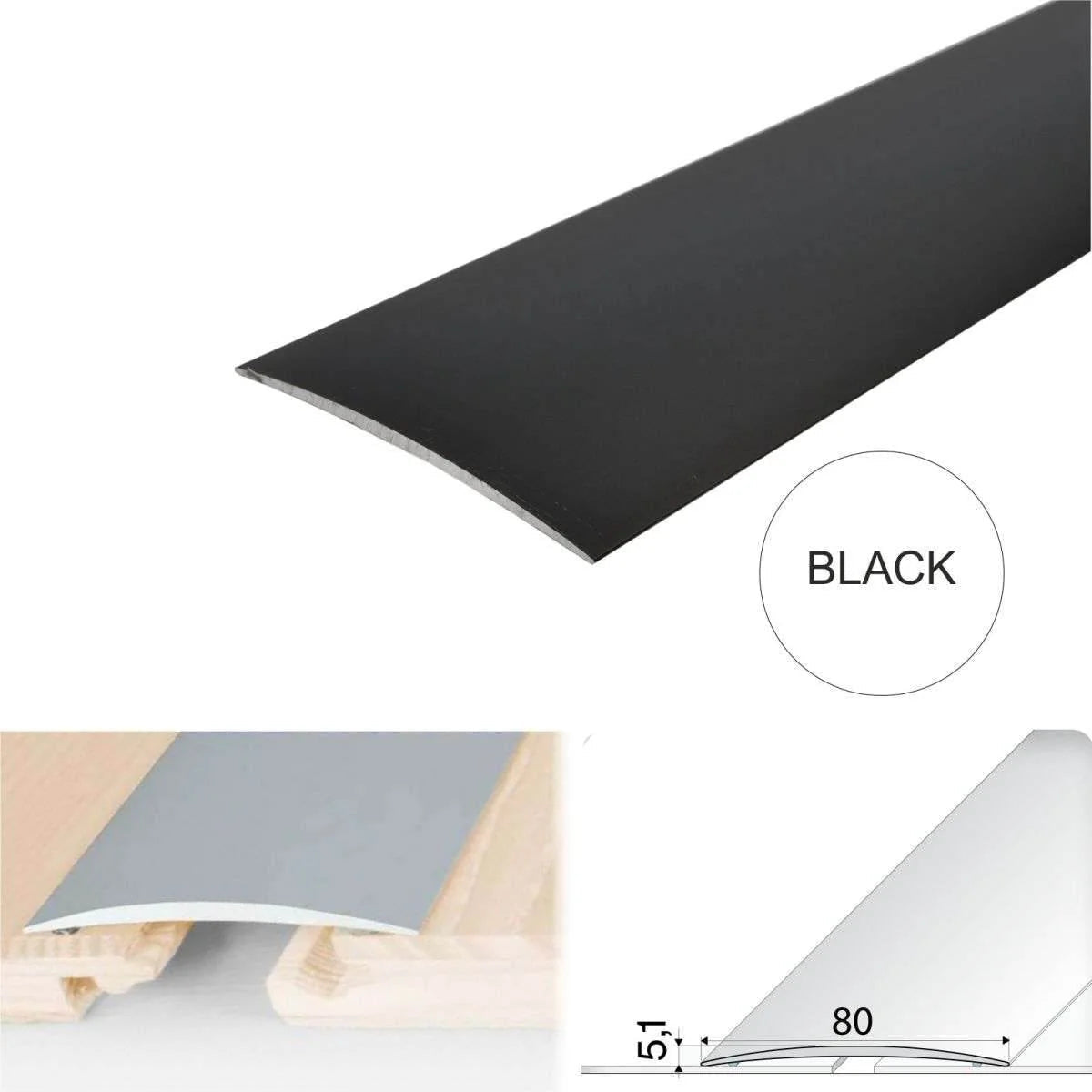 80mm Anodised Aluminium Self-Adhesive Floor Threshold Trim