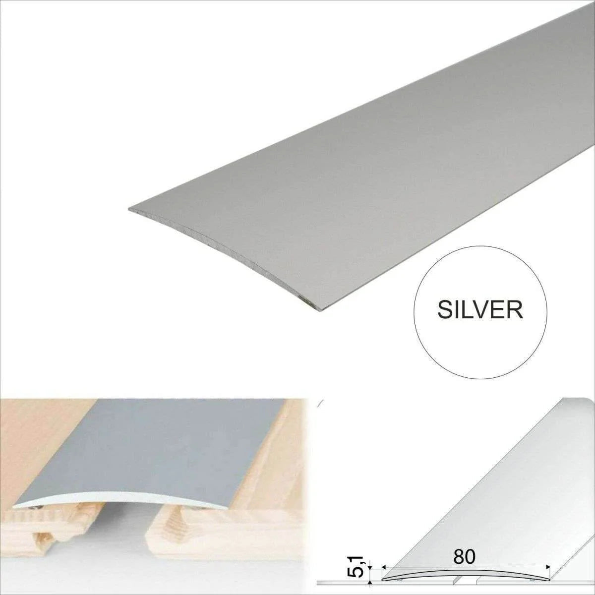 80mm Anodised Aluminium Self-Adhesive Floor Threshold Trim