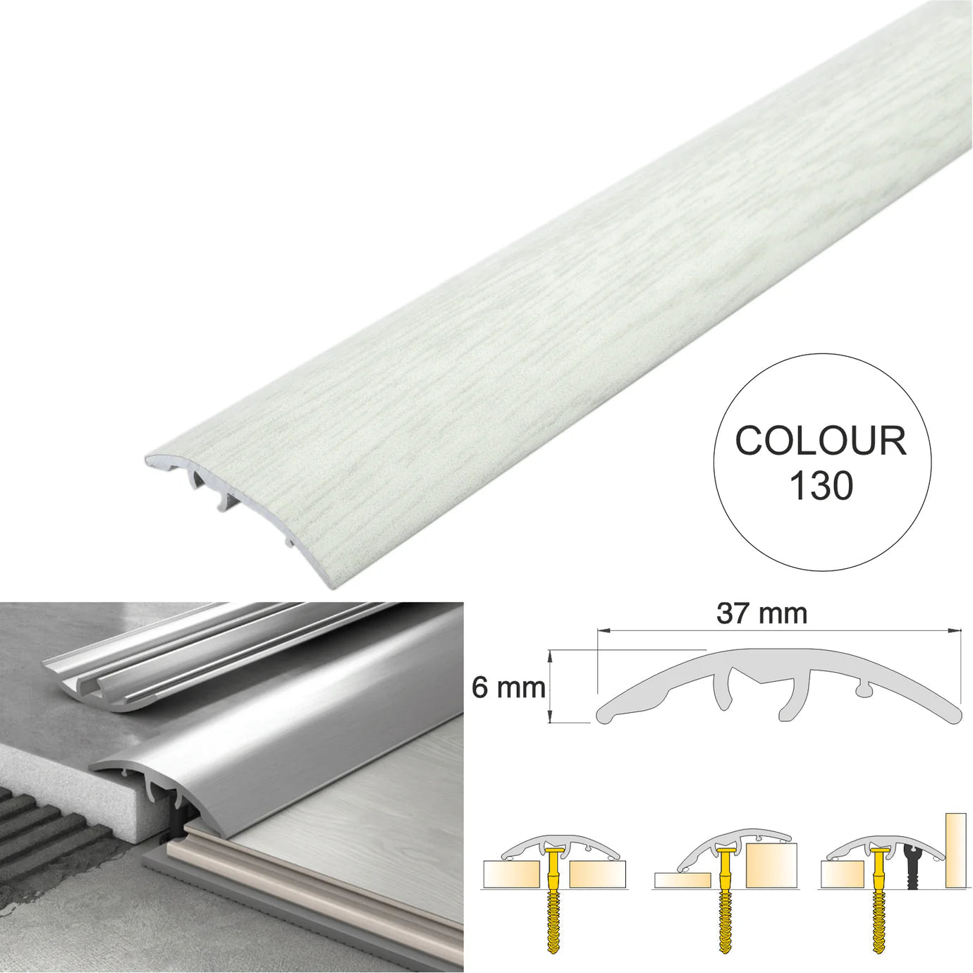 37mm Aluminium 4-in-1 Multi-Purpose Door Threshold Trim – Adjustable Floor Transition Strip
