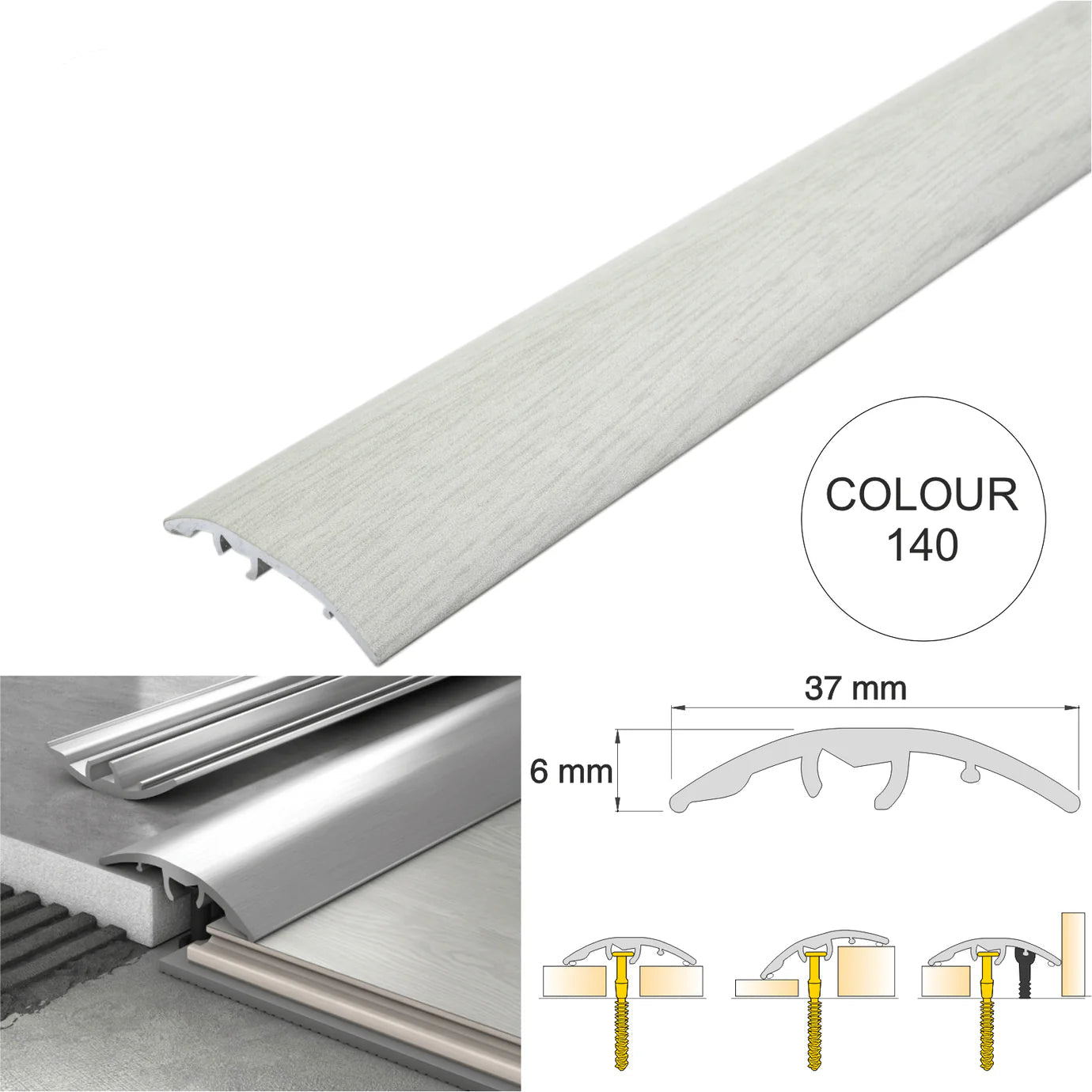 37mm Aluminium 4-in-1 Multi-Purpose Door Threshold Trim – Adjustable Floor Transition Strip