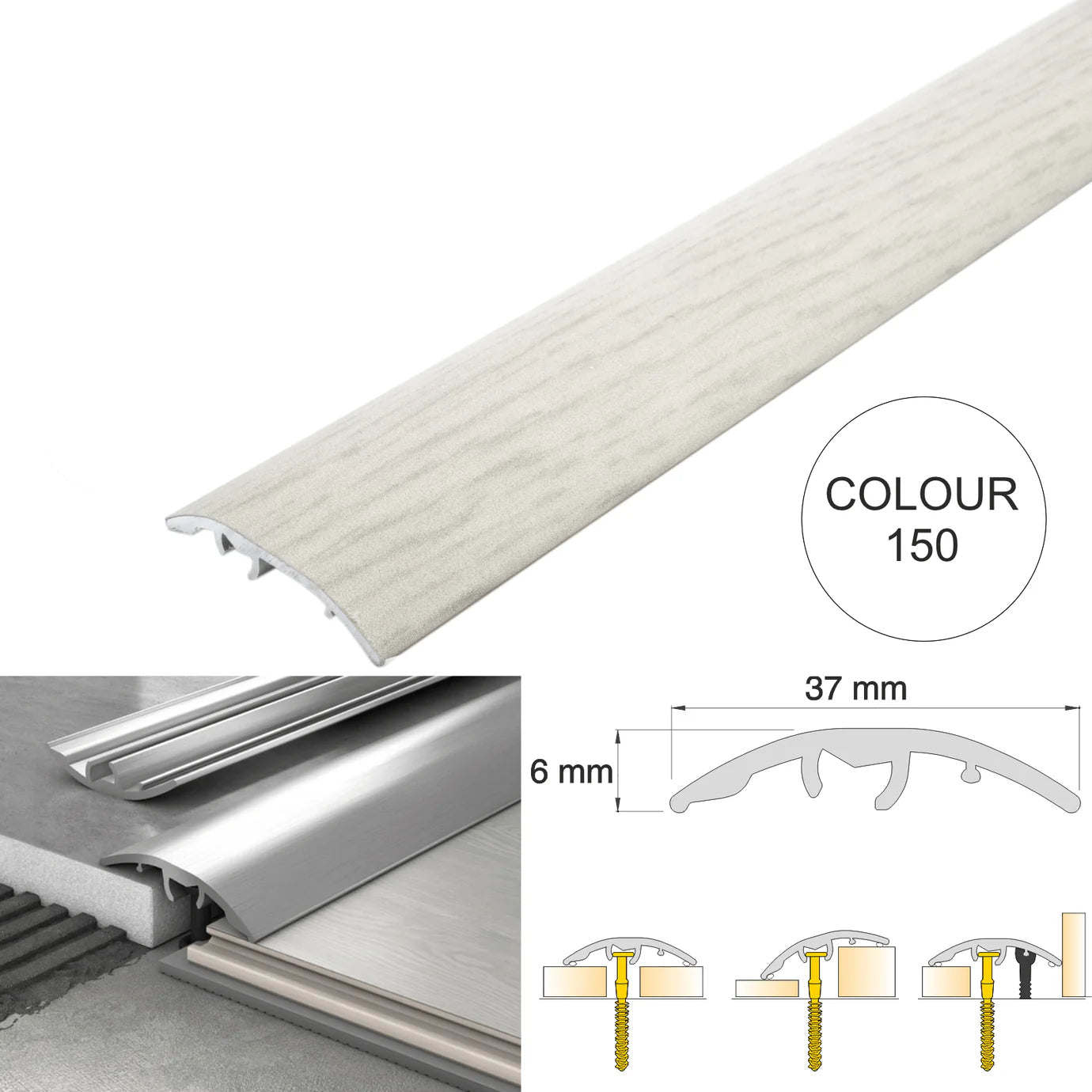37mm Aluminium 4-in-1 Multi-Purpose Door Threshold Trim – Adjustable Floor Transition Strip
