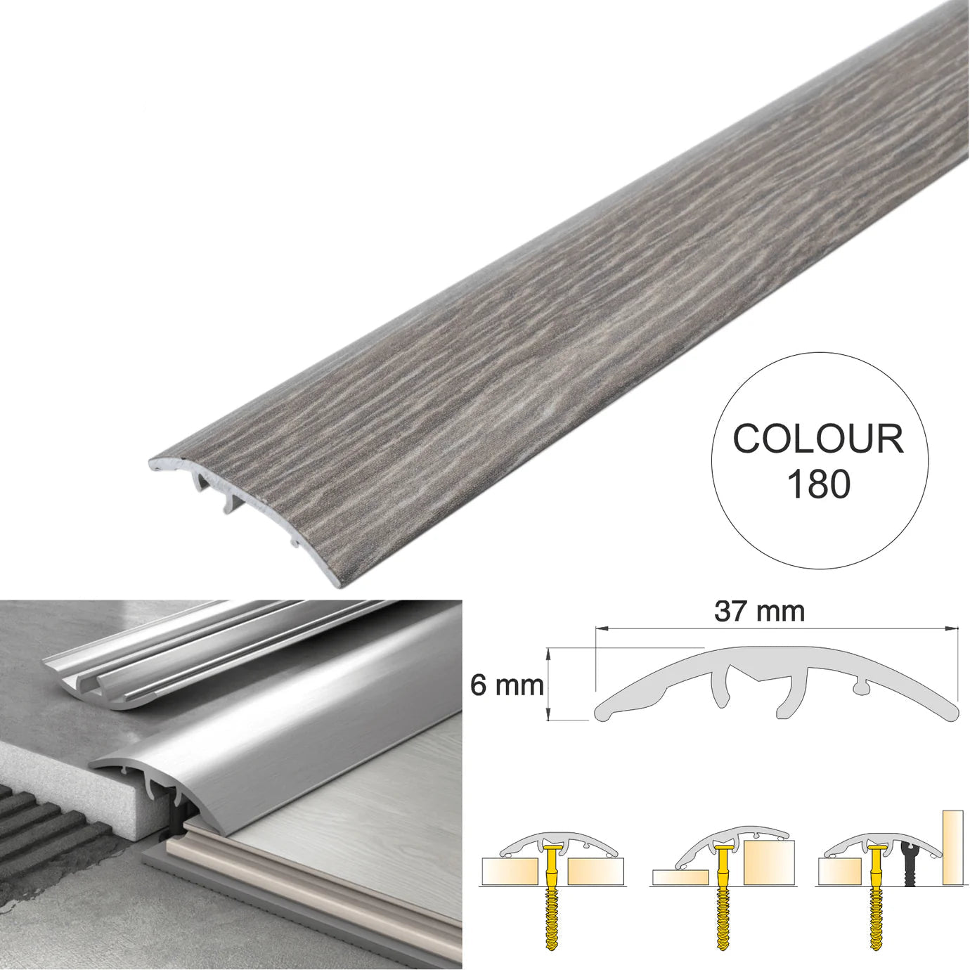 37mm Aluminium 4-in-1 Multi-Purpose Door Threshold Trim – Adjustable Floor Transition Strip
