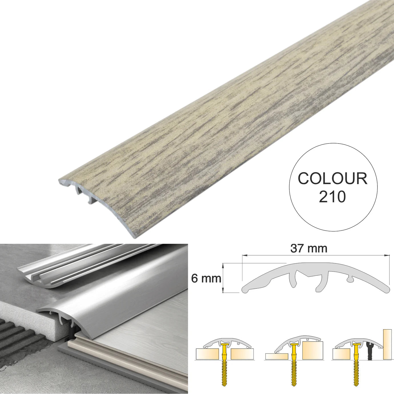 37mm Aluminium 4-in-1 Multi-Purpose Door Threshold Trim – Adjustable Floor Transition Strip