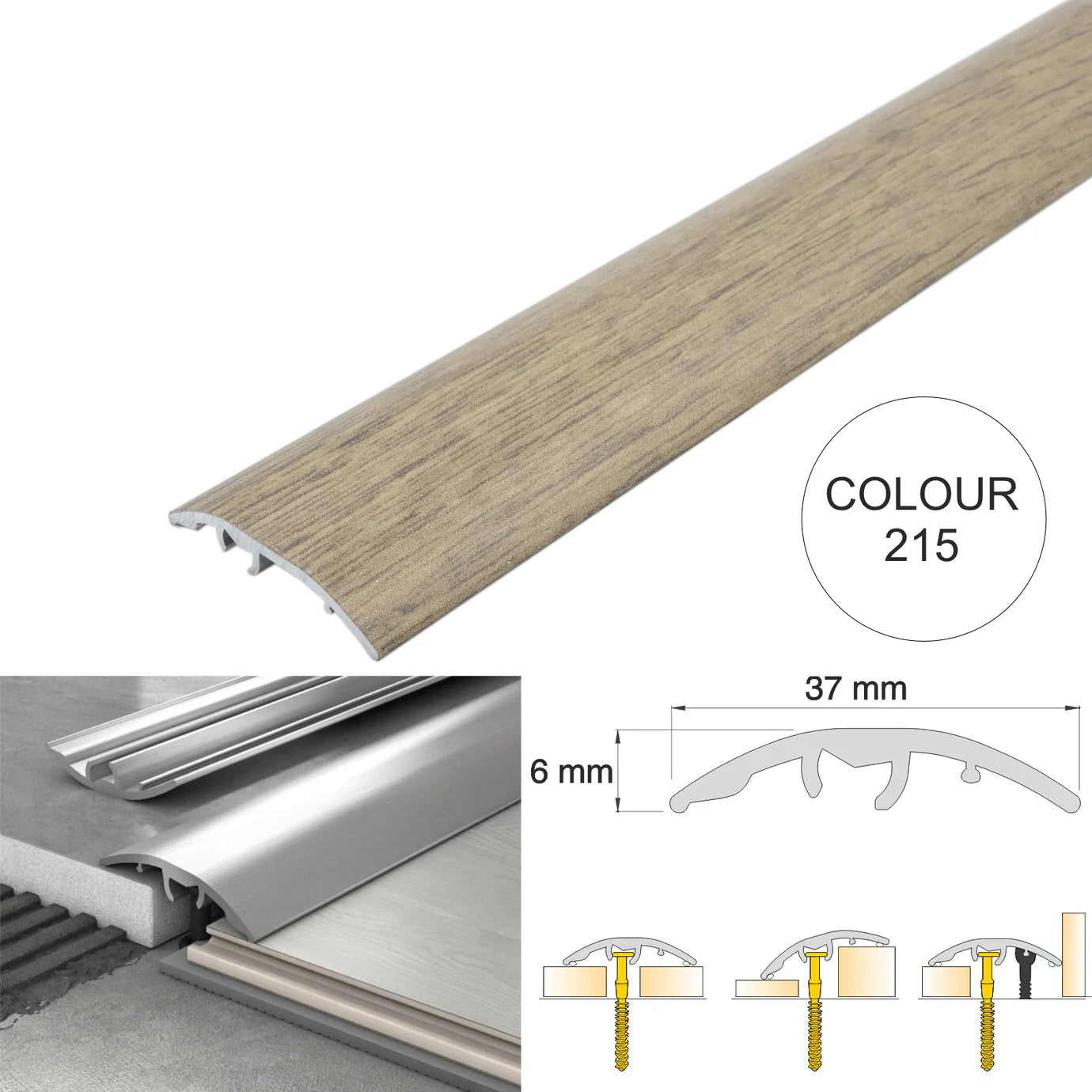37mm Aluminium 4-in-1 Multi-Purpose Door Threshold Trim – Adjustable Floor Transition Strip