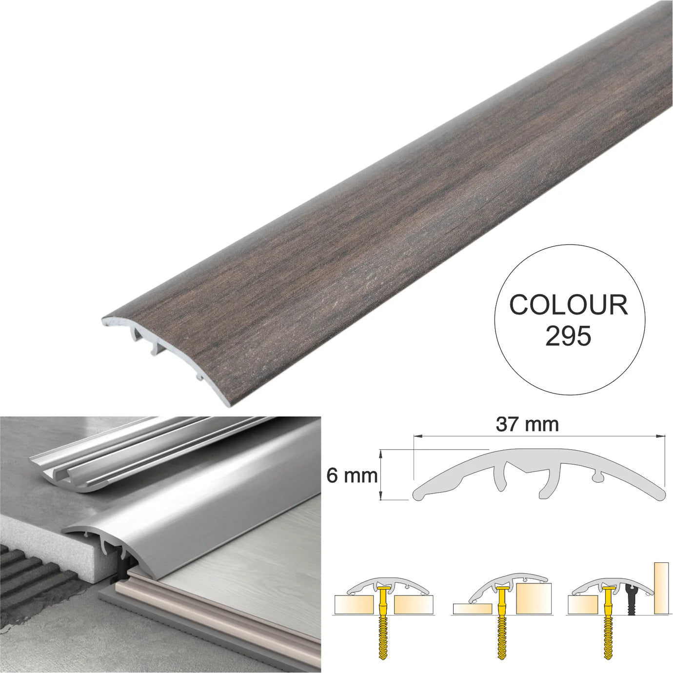 37mm Aluminium 4-in-1 Multi-Purpose Door Threshold Trim – Adjustable Floor Transition Strip