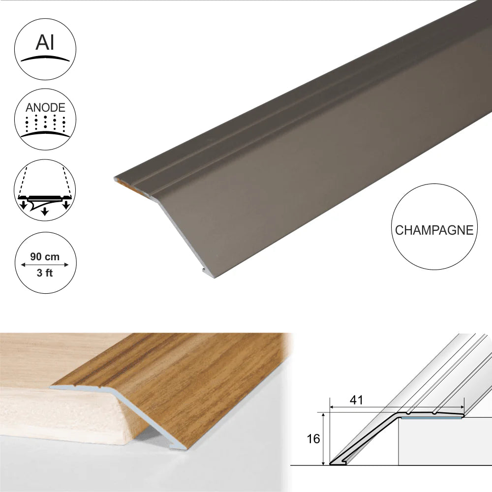 41mm Anodised Aluminium Self-Adhesive Ramp Door Threshold Trim