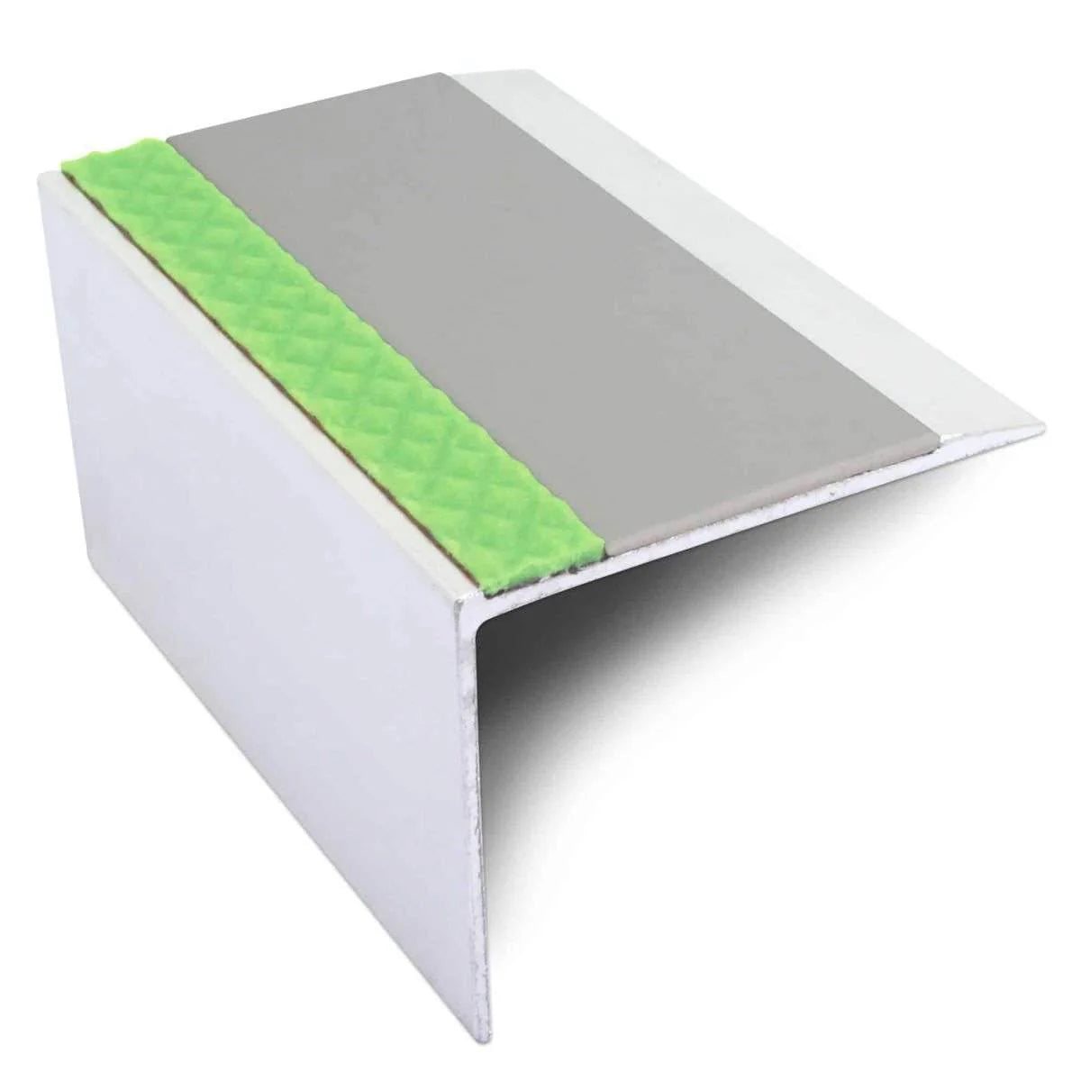 Aluminium Stair Nosing 67 × 55mm – Straight Edge Profile with PVC Insert and Glow Strip