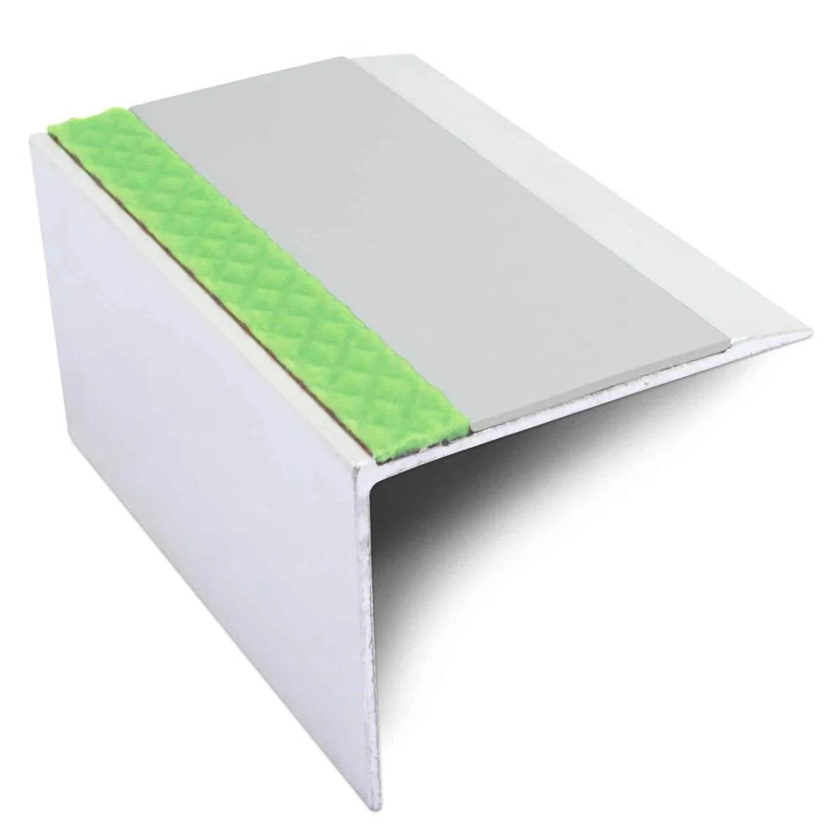 Aluminium Stair Nosing 67 × 55mm – Straight Edge Profile with PVC Insert and Glow Strip