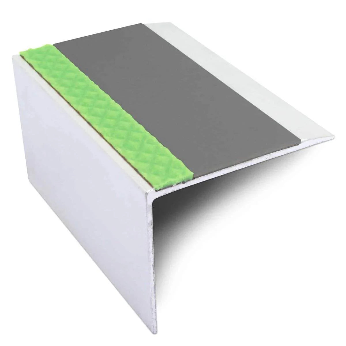 Aluminium Stair Nosing 67 × 55mm – Straight Edge Profile with PVC Insert and Glow Strip