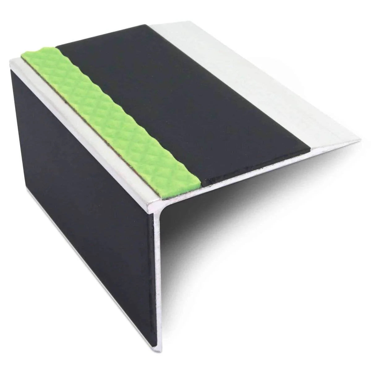 Aluminium Stair Nosing 75 × 58mm – Straight Edge Profile with PVC Insert and Photoluminescent Strip