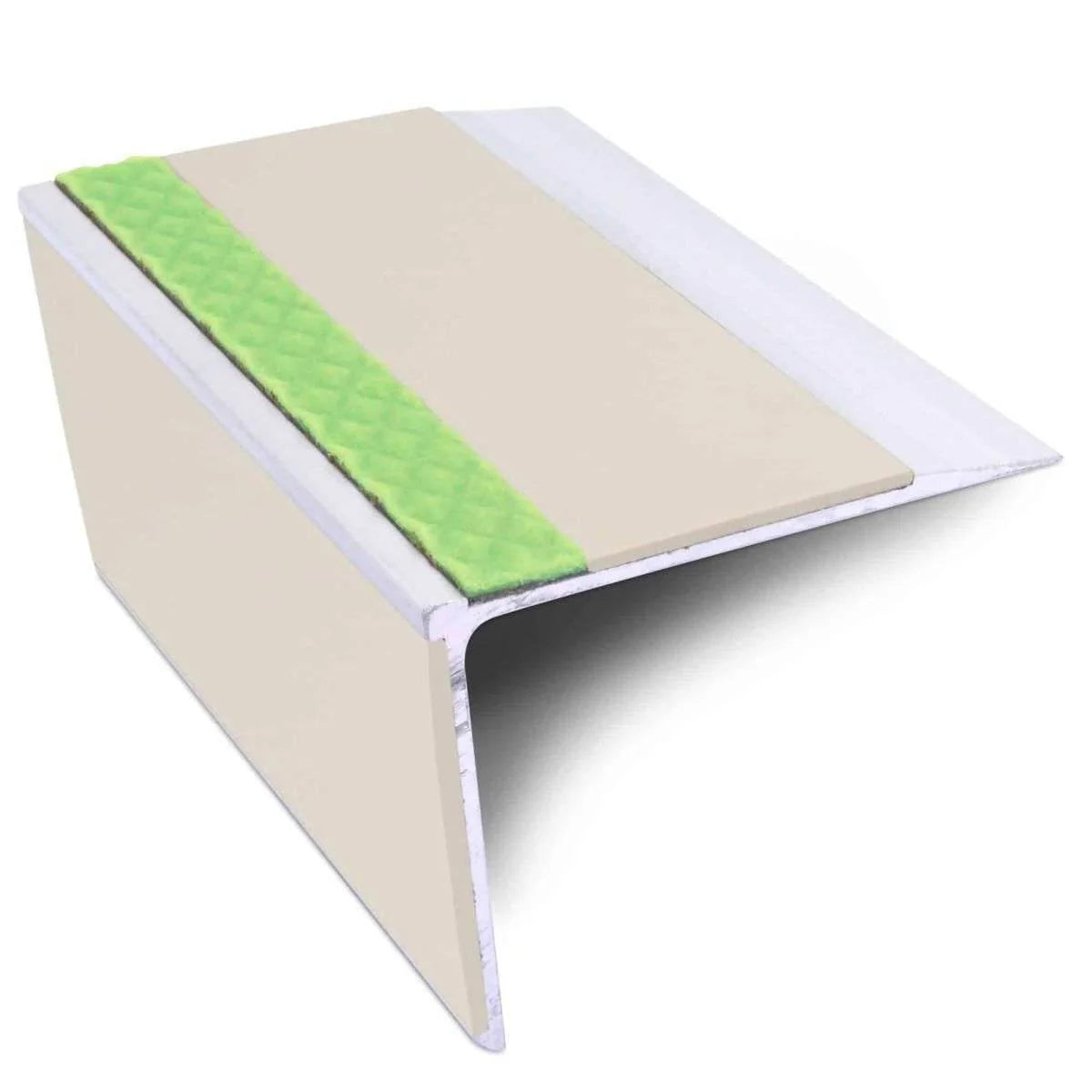 Aluminium Stair Nosing 75 × 58mm – Rakeback Profile with PVC Inserts and Photoluminescent Strip
