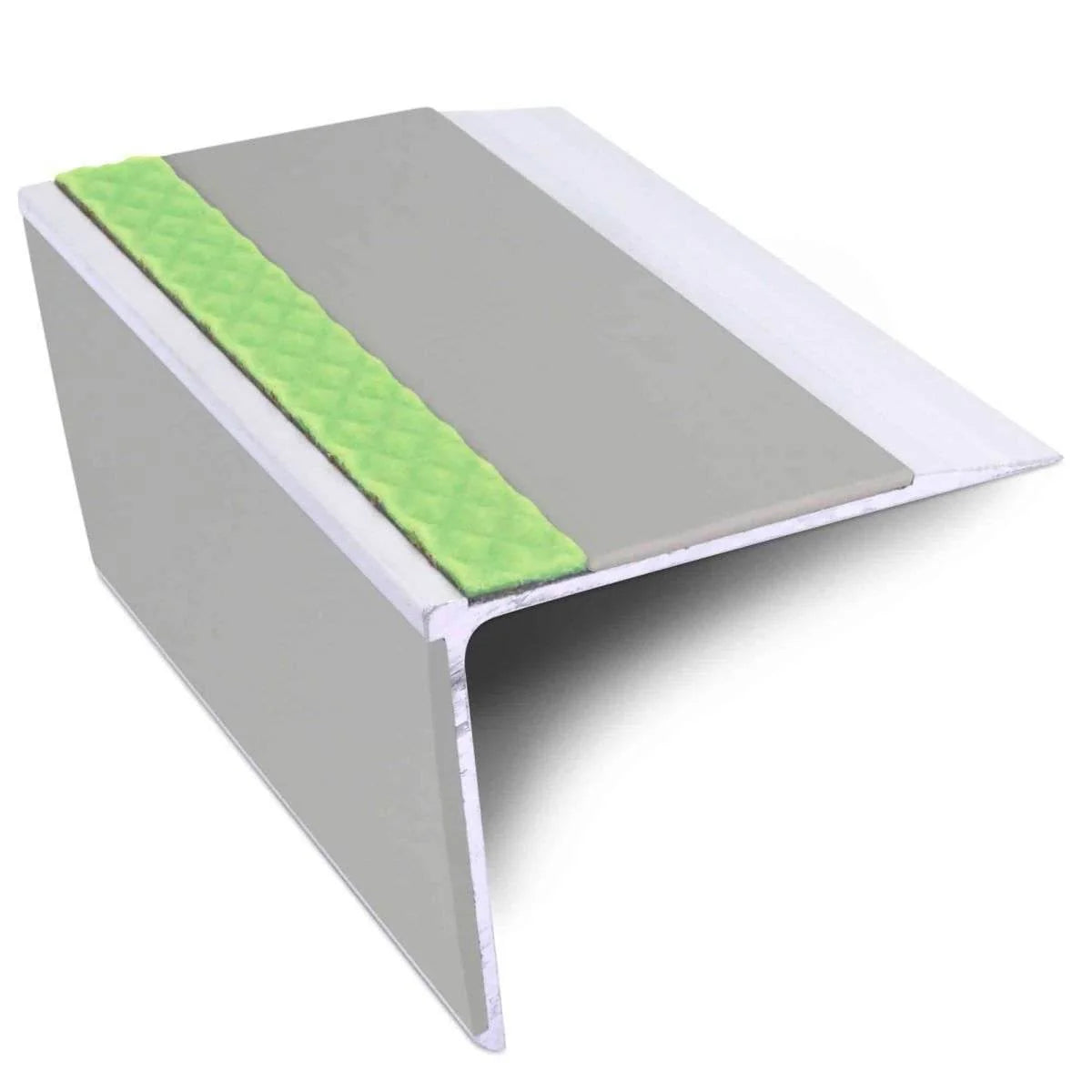 Aluminium Stair Nosing 75 × 58mm – Rakeback Profile with PVC Inserts and Photoluminescent Strip