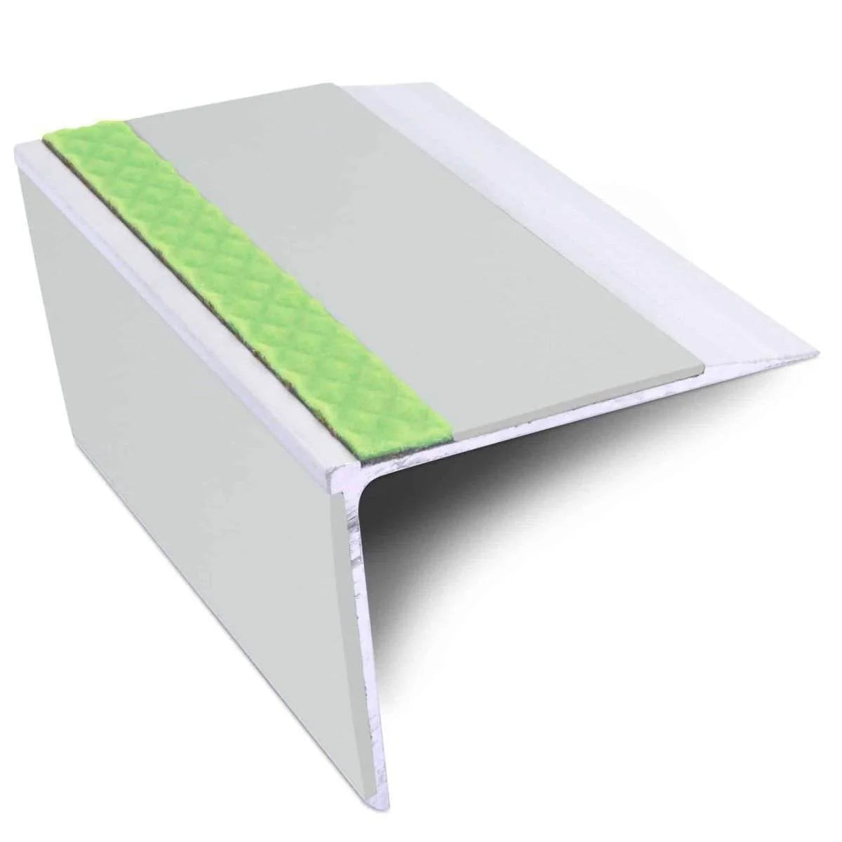 Aluminium Stair Nosing 75 × 58mm – Rakeback Profile with PVC Inserts and Photoluminescent Strip