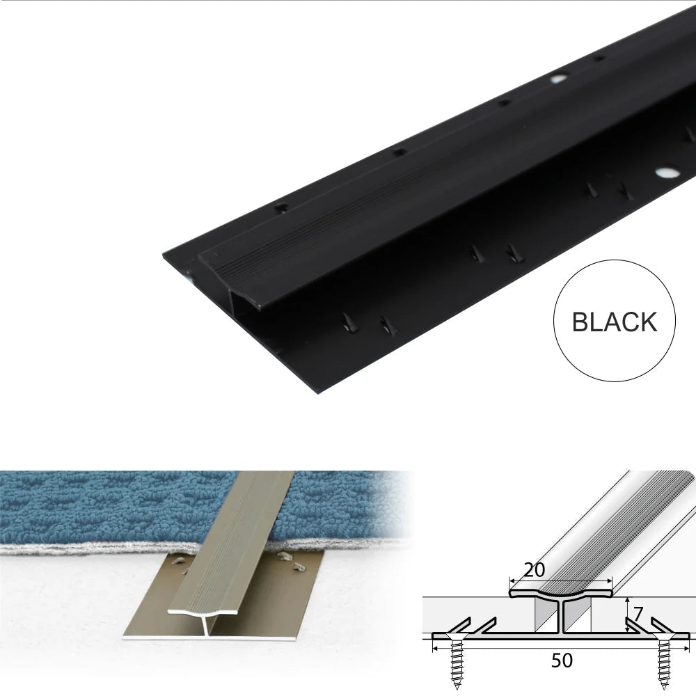 20mm Anodised Aluminium Twin Grip Carpet to Carpet Joiner – Dual Edge Cover Strip with Screws
